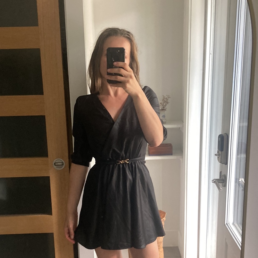 BA&SH black disco dress with chain belt size 0
